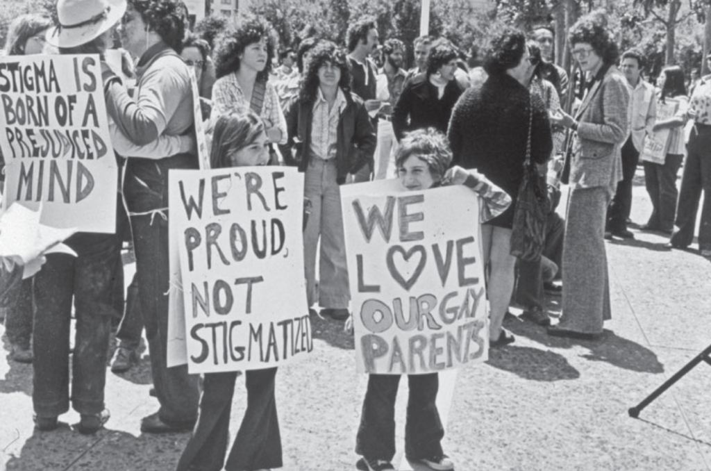 Children at a protest advocating for their gay parents.